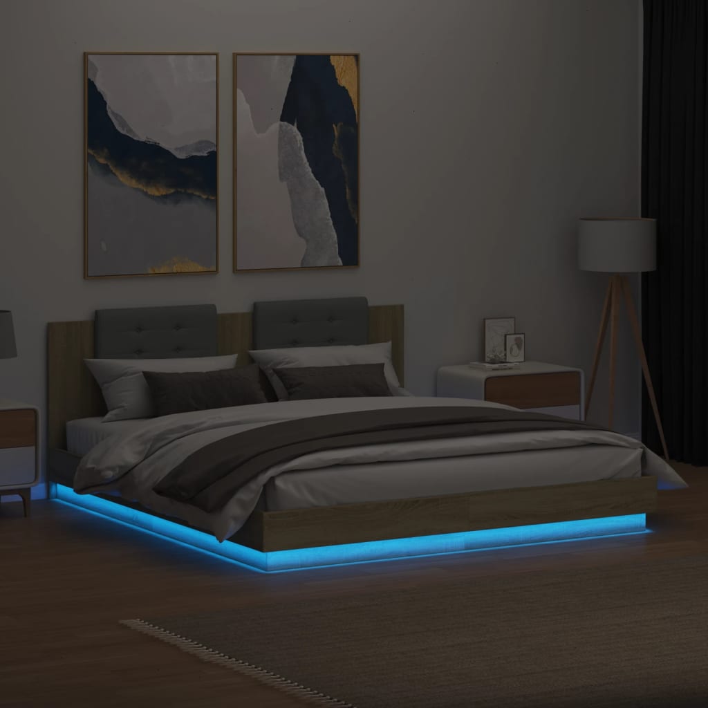 Cadre de lit avec LED sans matelas chêne sonoma 160x200 cm - XIOS