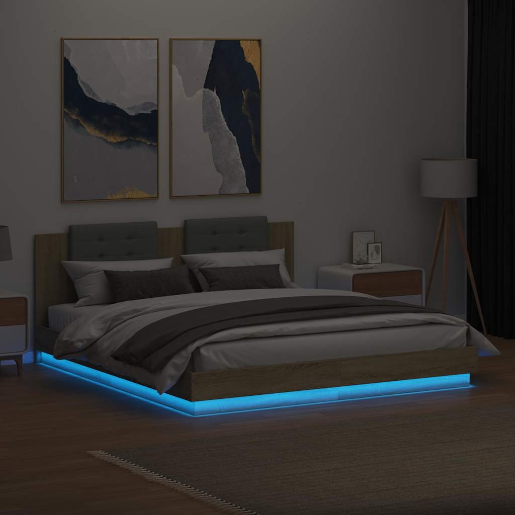 Cadre de lit avec LED sans matelas chêne sonoma 160x200 cm - XIOS
