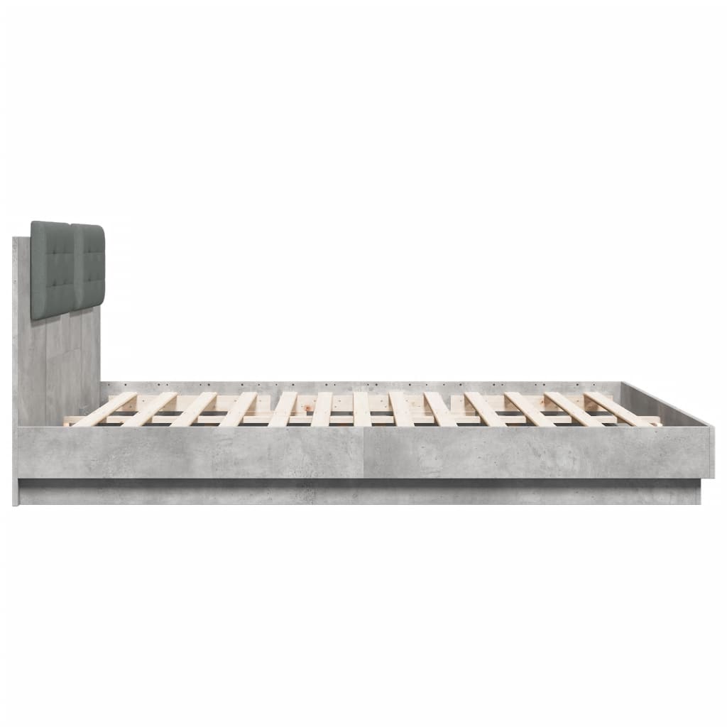 Cadre de lit avec LED sans matelas gris béton 160x200 cm - XIOS