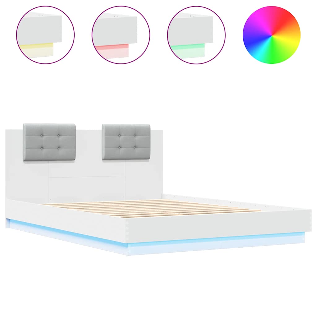 Cadre de lit avec LED sans matelas blanc 150x200 cm - XIOS