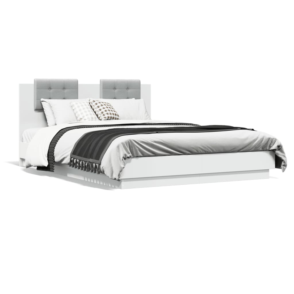 Cadre de lit avec LED sans matelas blanc 150x200 cm - XIOS