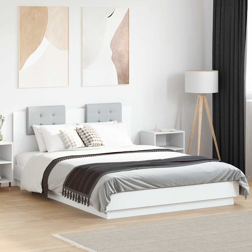Cadre de lit avec LED sans matelas blanc 150x200 cm - XIOS