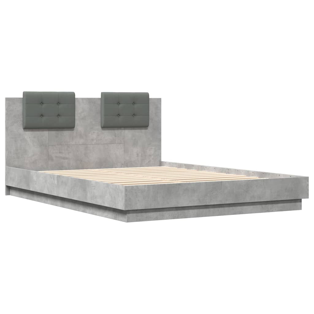 Cadre de lit avec LED sans matelas gris béton 150x200 cm - XIOS