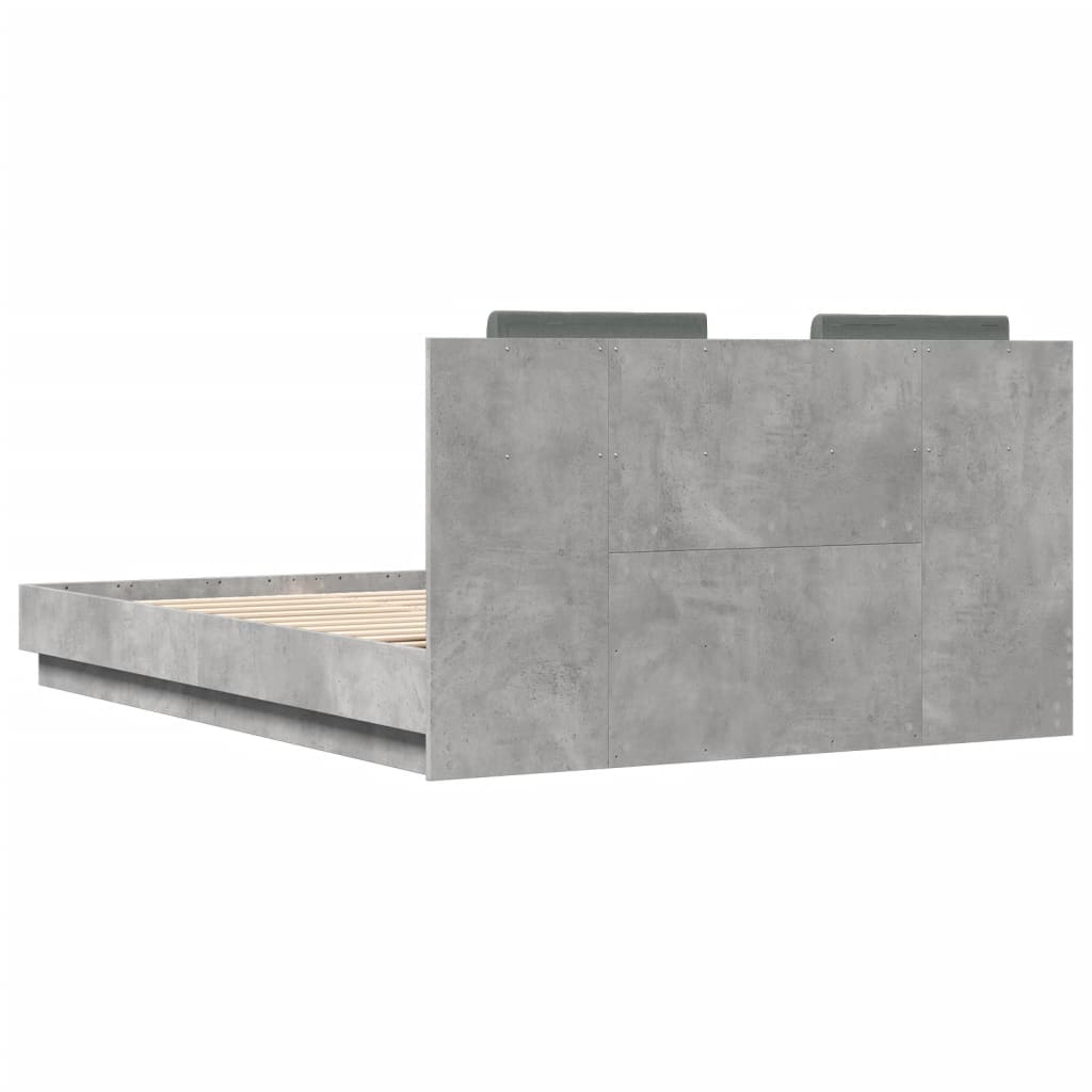 Cadre de lit avec LED sans matelas gris béton 150x200 cm - XIOS