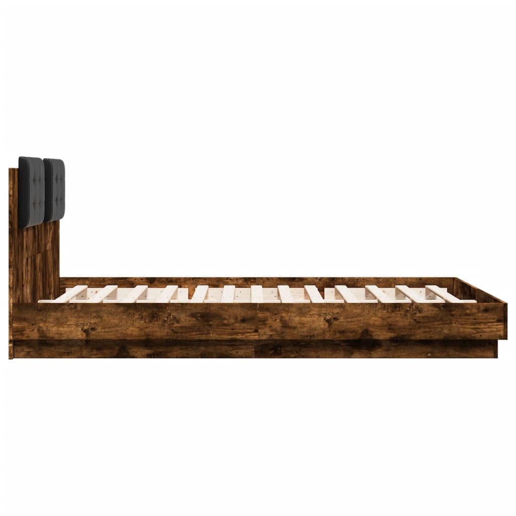 Cadre de lit avec LED sans matelas chêne fumé 150x200 cm - XIOS