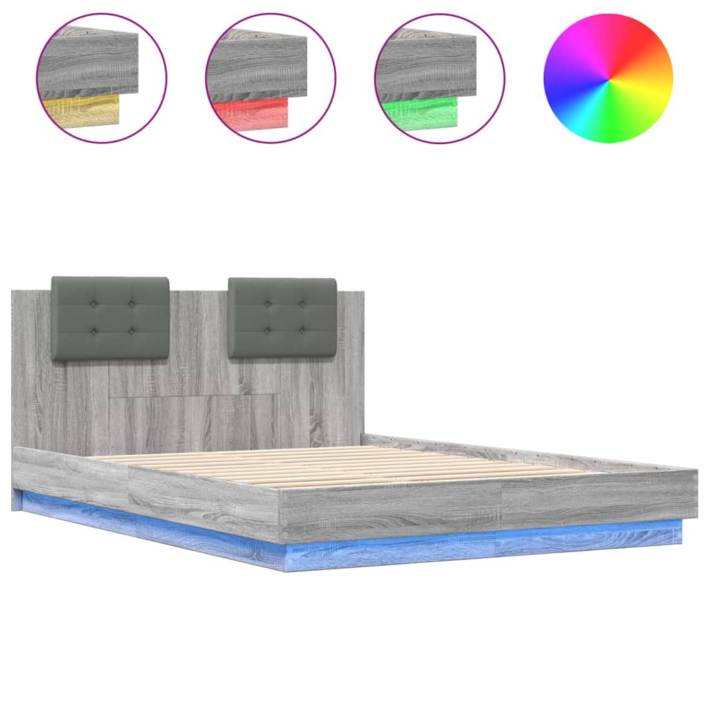 Cadre de lit avec LED sans matelas sonoma gris 150x200 cm - XIOS