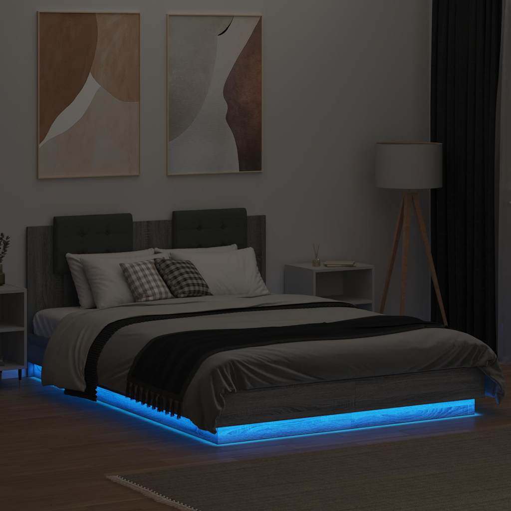 Cadre de lit avec LED sans matelas sonoma gris 150x200 cm - XIOS