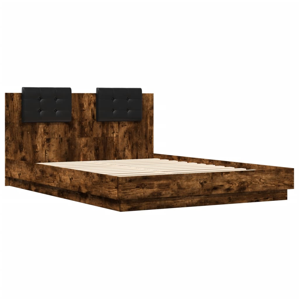 Cadre de lit avec LED sans matelas chêne fumé 140x200 cm - XIOS