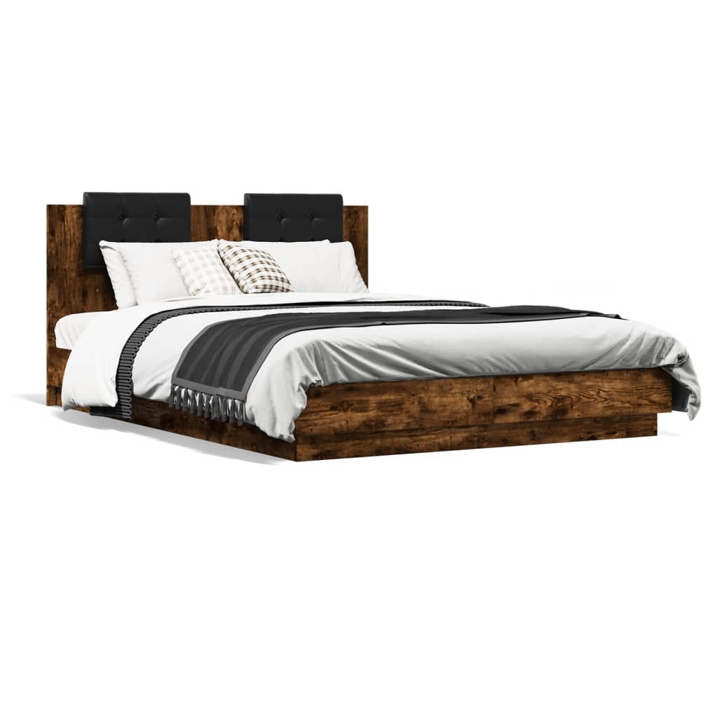 Cadre de lit avec LED sans matelas chêne fumé 140x200 cm - XIOS
