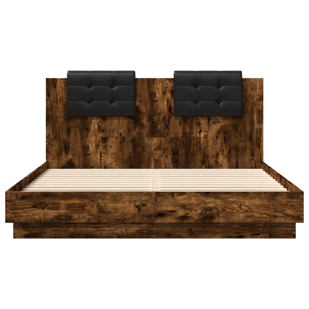 Cadre de lit avec LED sans matelas chêne fumé 140x200 cm - XIOS