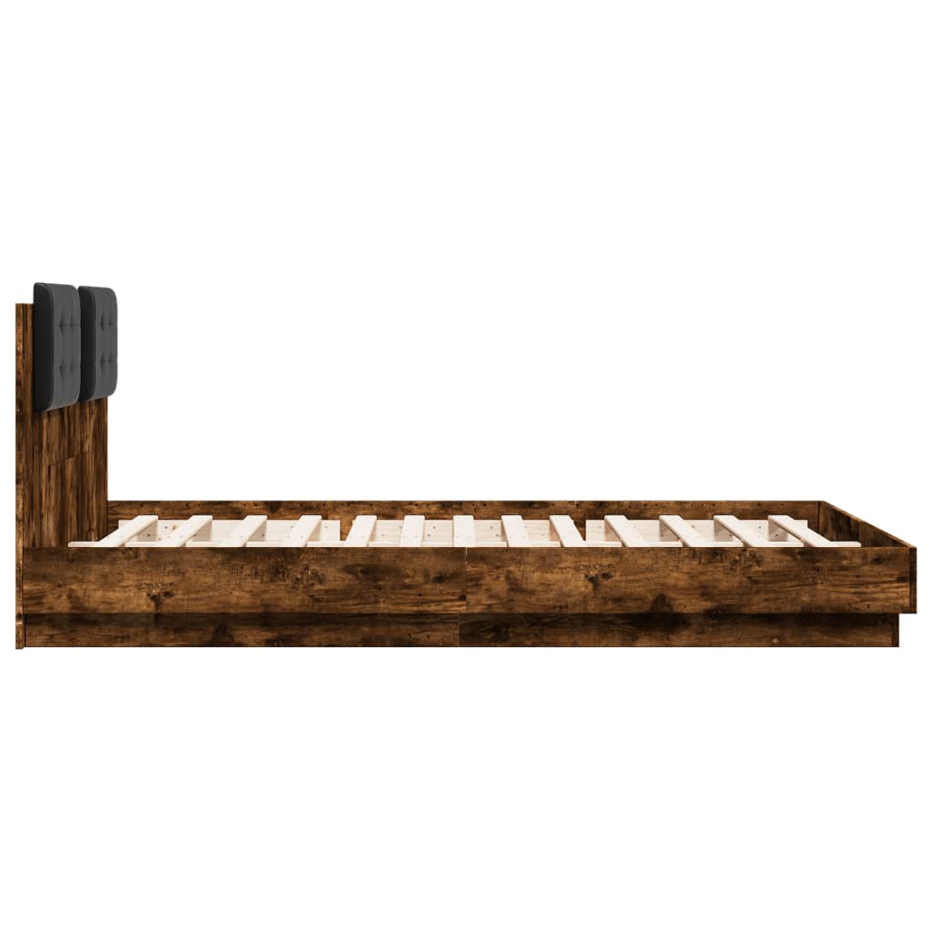 Cadre de lit avec LED sans matelas chêne fumé 140x200 cm - XIOS