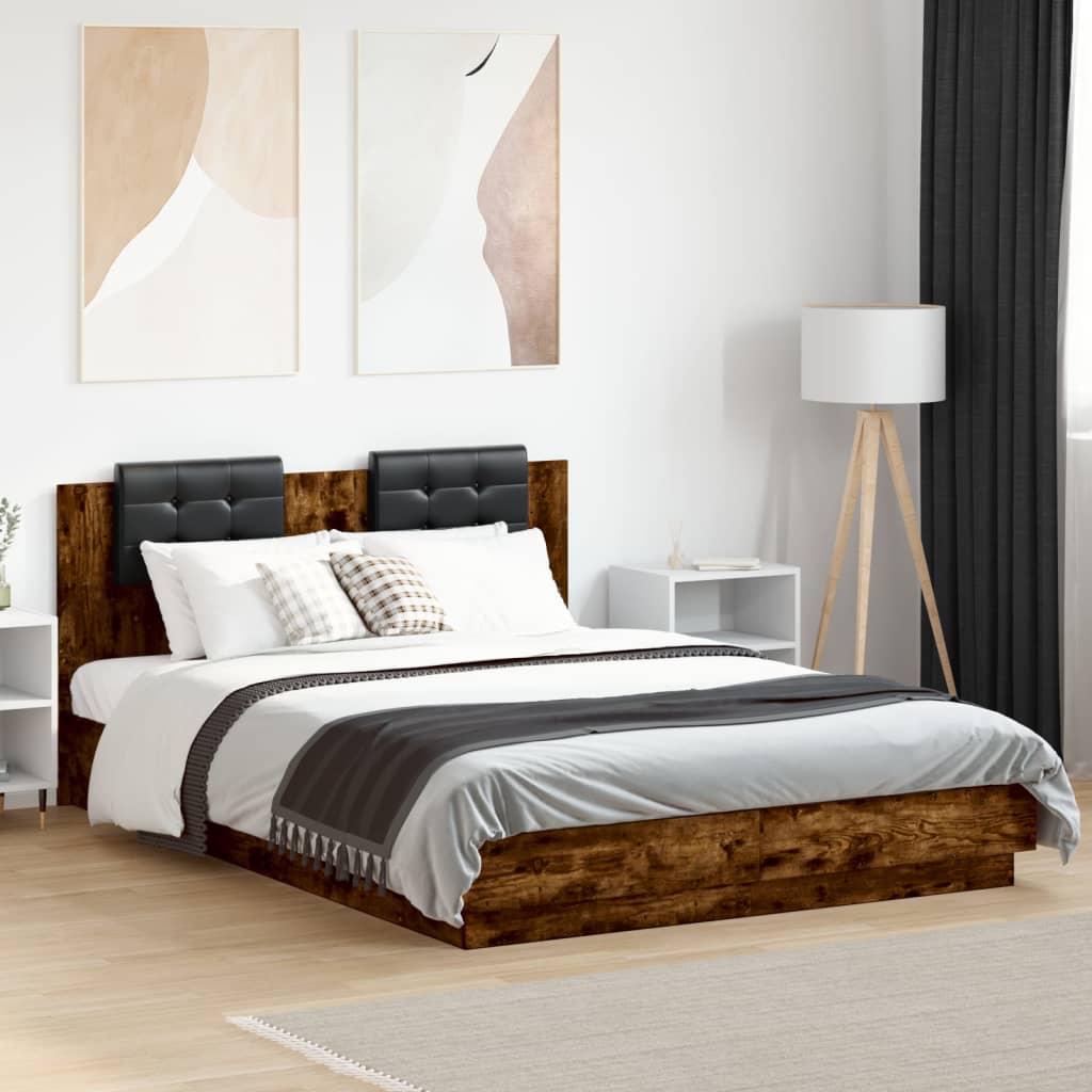 Cadre de lit avec LED sans matelas chêne fumé 140x200 cm - XIOS