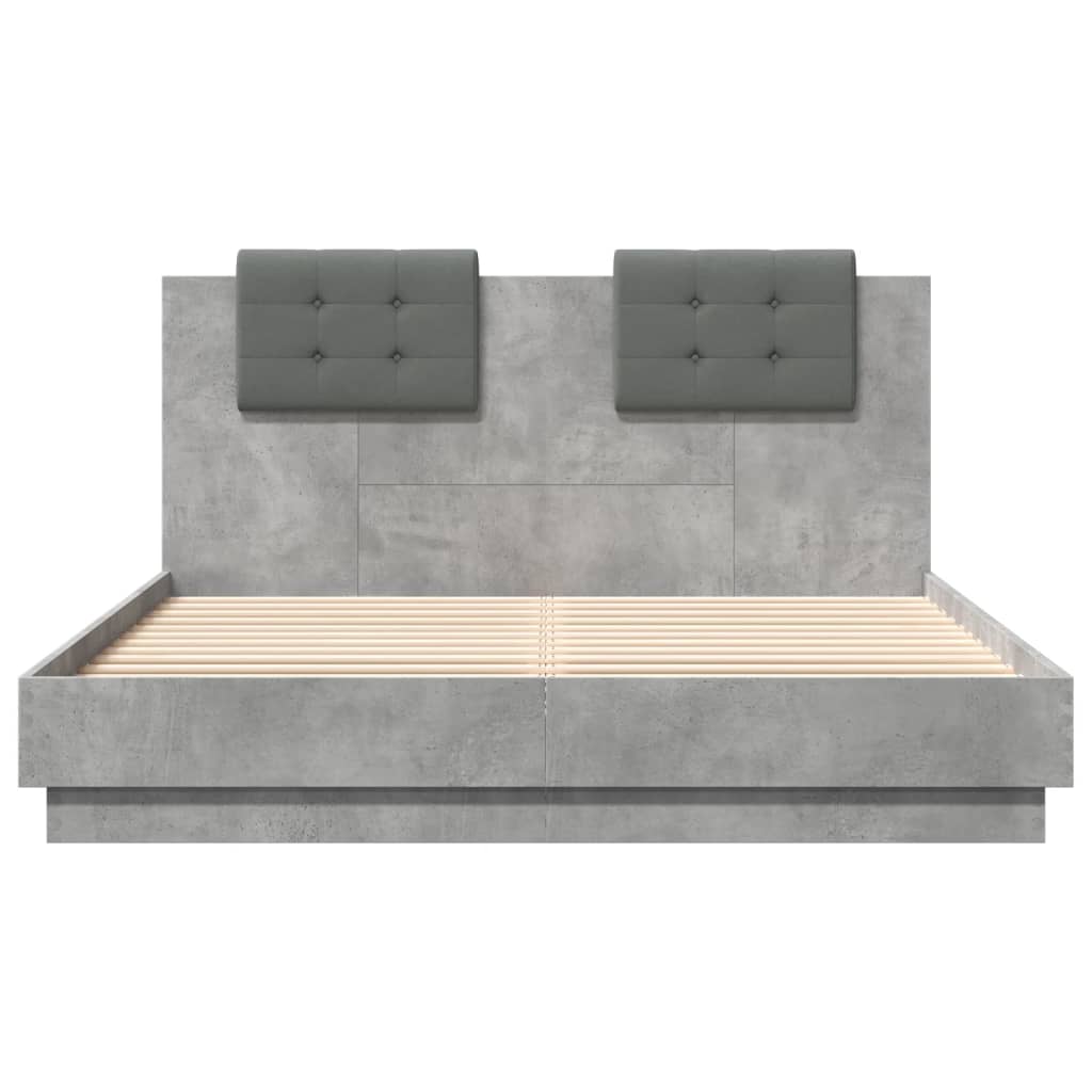 Cadre de lit avec LED sans matelas gris béton 120x200 cm - XIOS