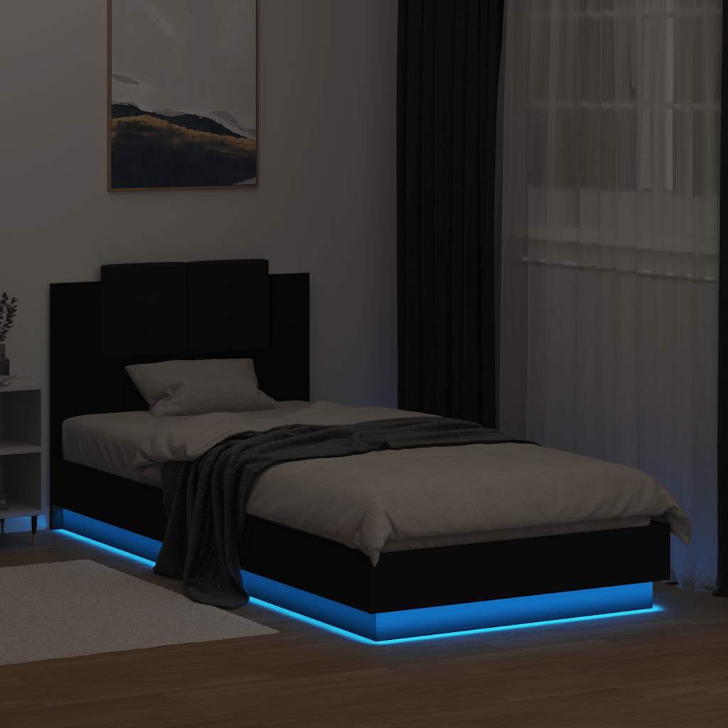 Cadre de lit avec LED sans matelas noir 100x200 cm - XIOS