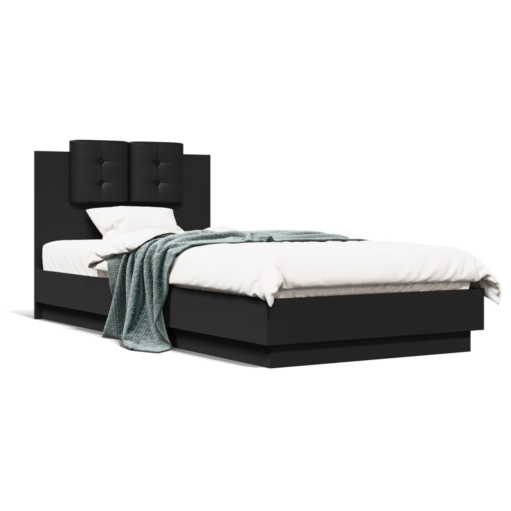 Cadre de lit avec LED sans matelas noir 100x200 cm - XIOS