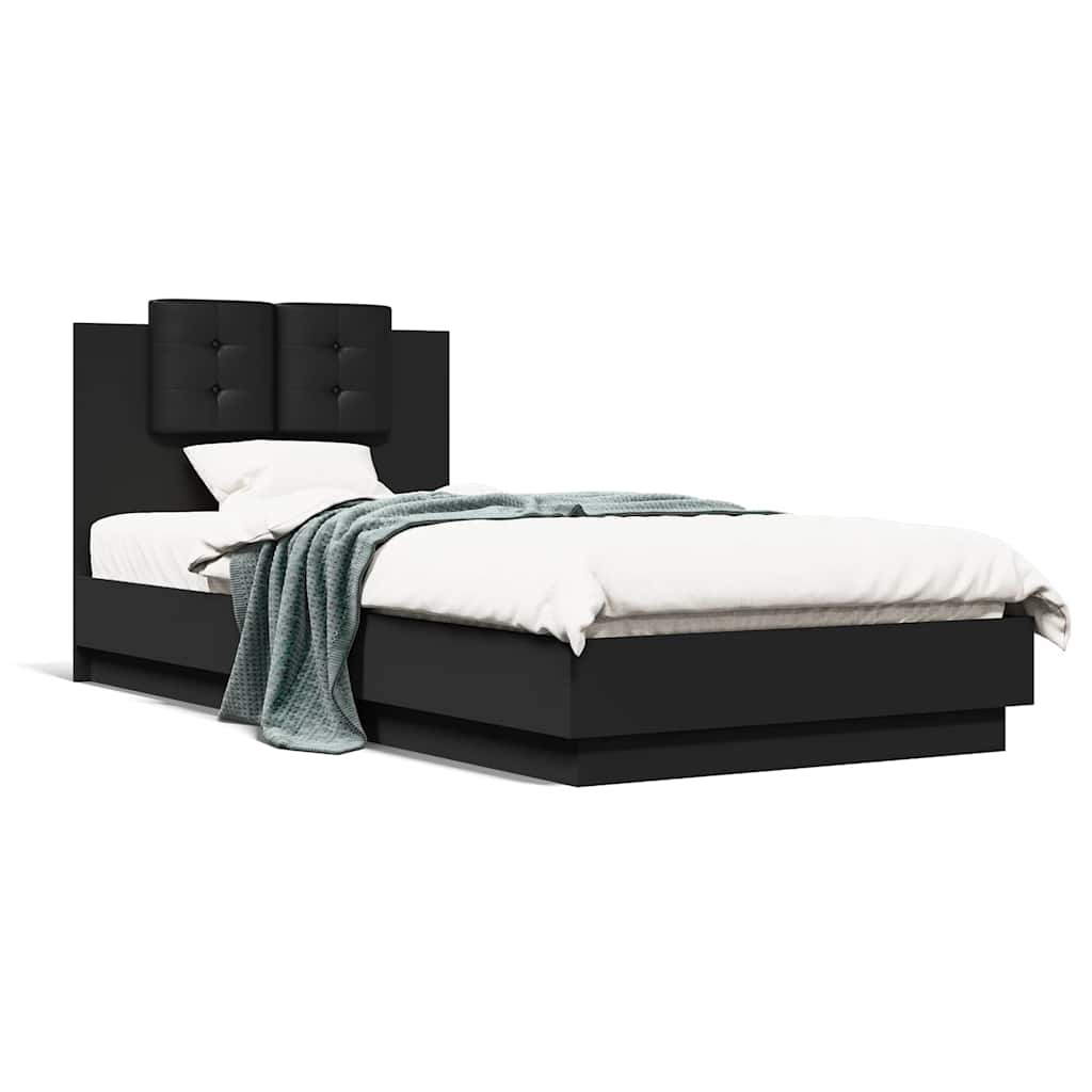 Cadre de lit avec LED sans matelas noir 100x200 cm - XIOS