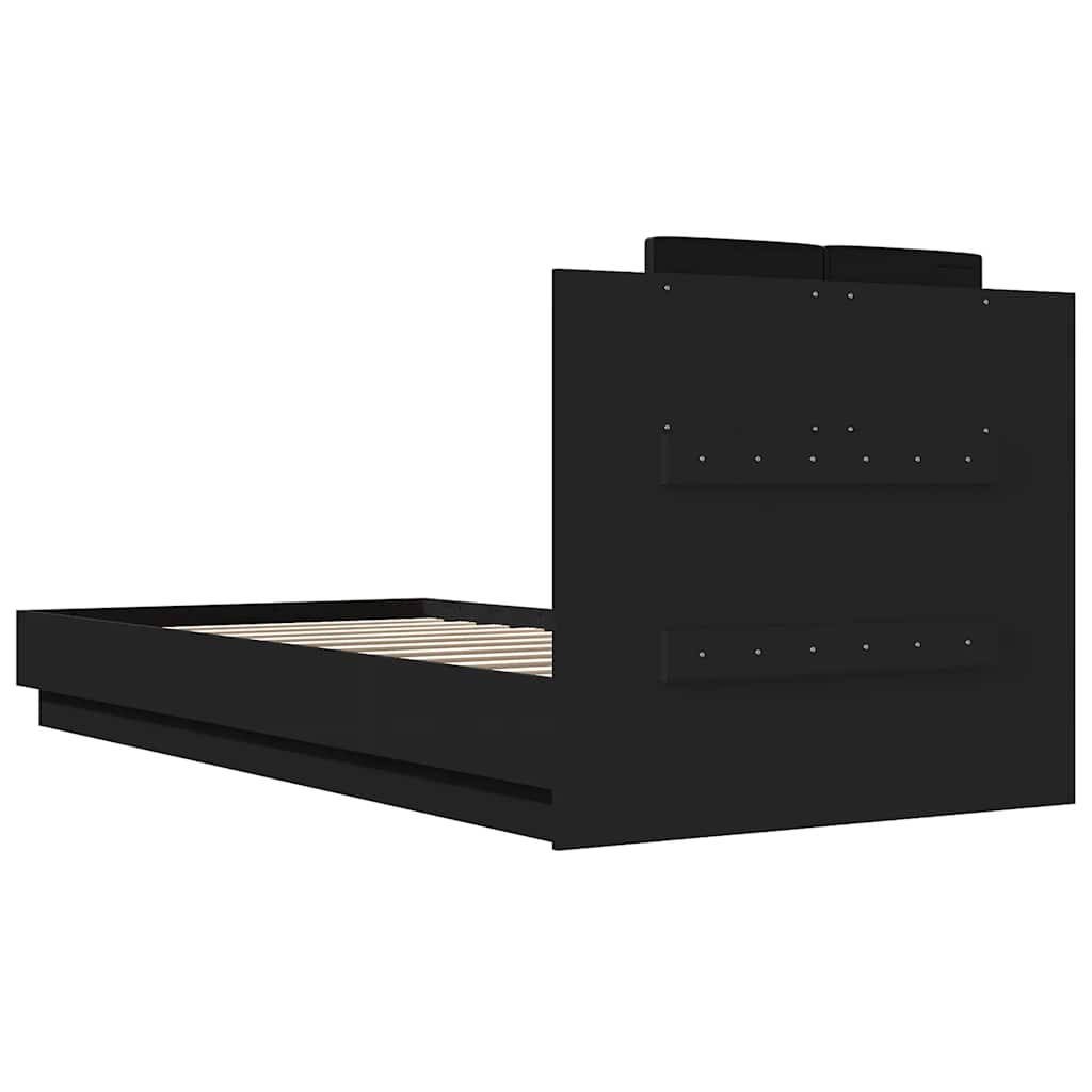 Cadre de lit avec LED sans matelas noir 100x200 cm - XIOS