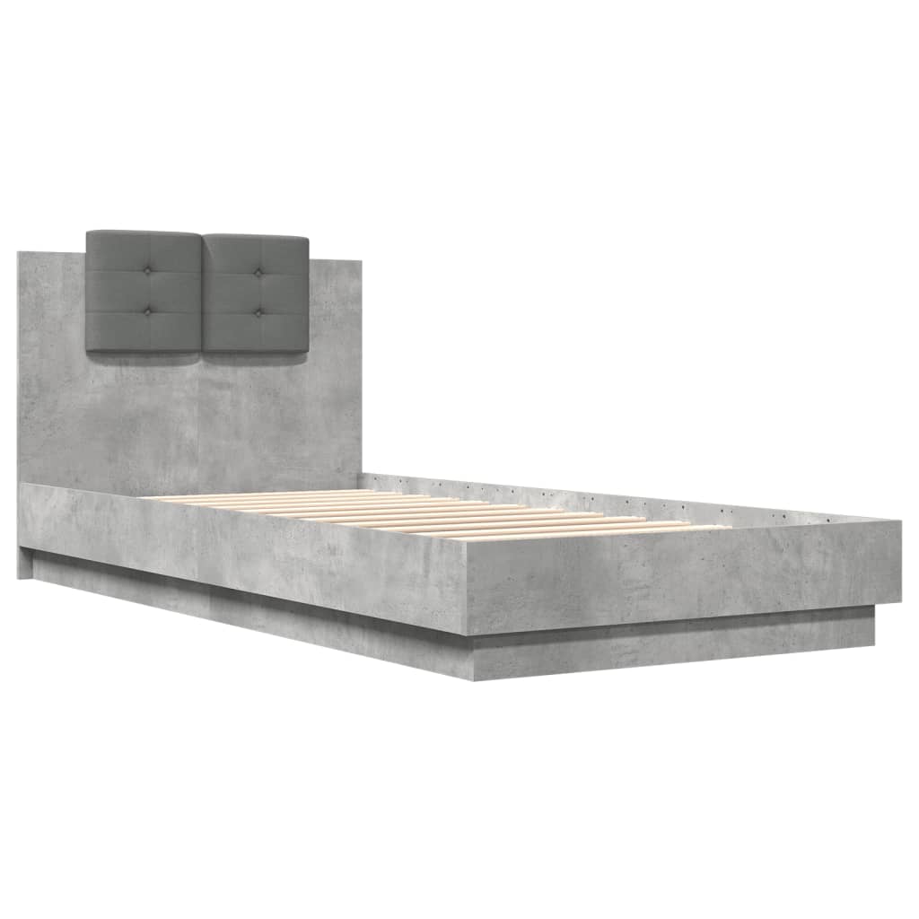 Cadre de lit avec LED sans matelas gris béton 100x200 cm - XIOS