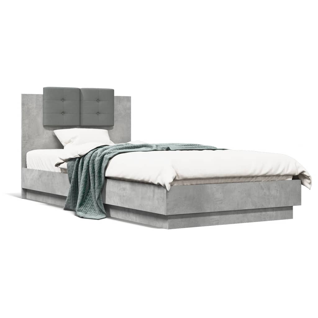 Cadre de lit avec LED sans matelas gris béton 100x200 cm - XIOS