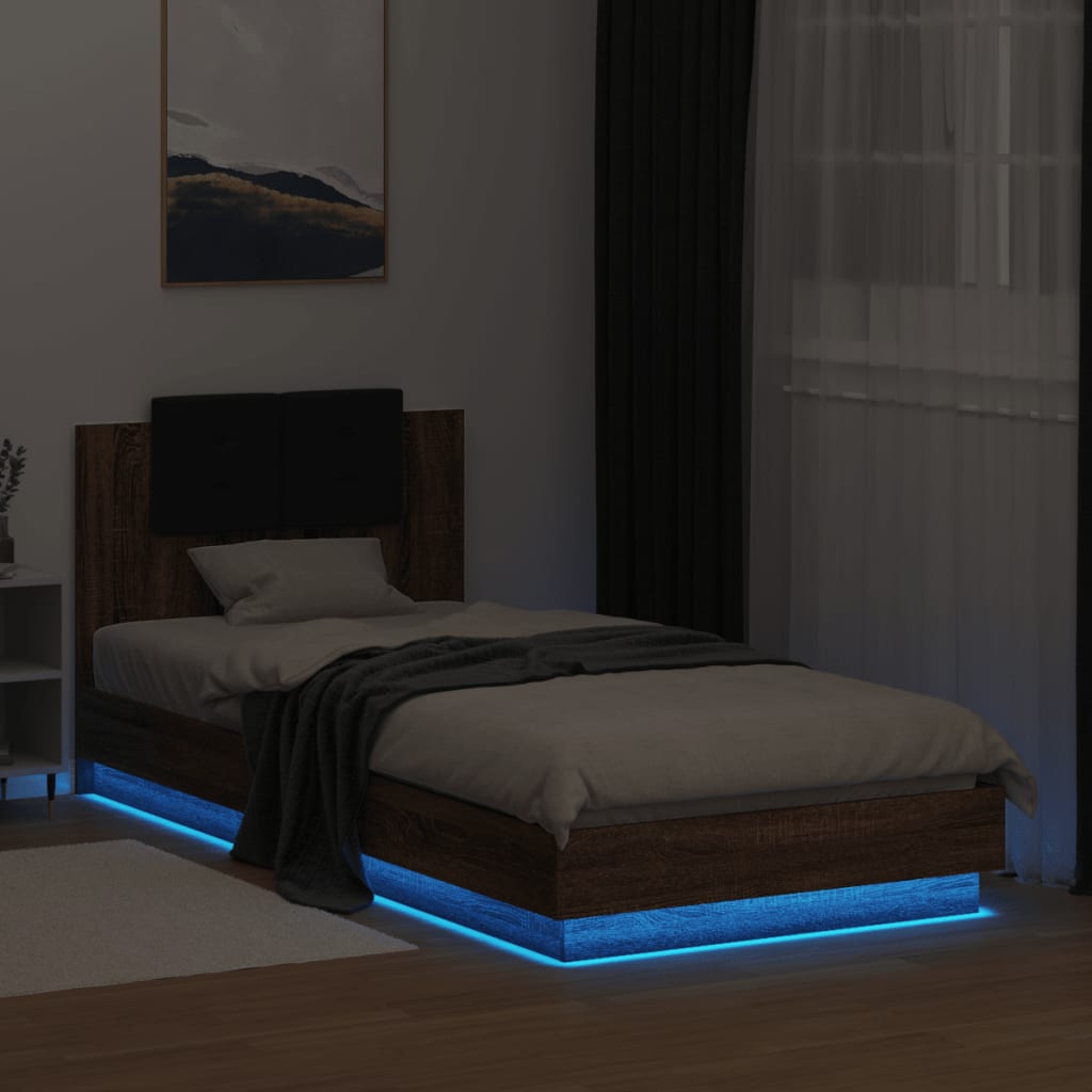 Cadre de lit avec LED sans matelas chêne marron 100x200 cm - XIOS