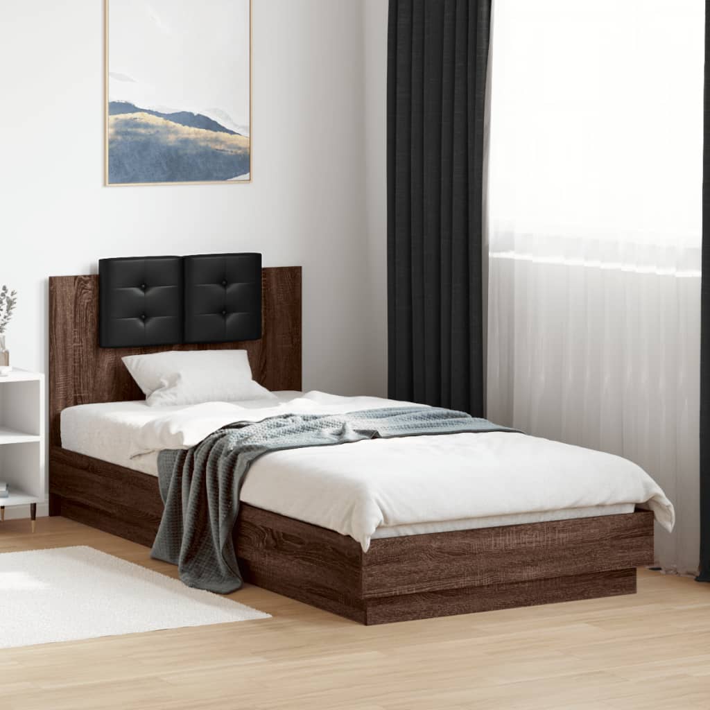 Cadre de lit avec LED sans matelas chêne marron 100x200 cm - XIOS