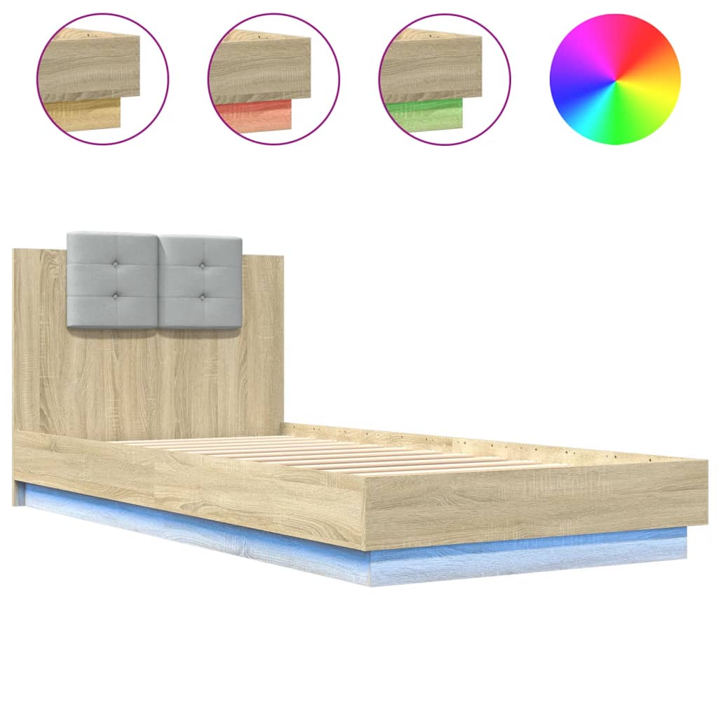 Cadre de lit avec LED sans matelas chêne sonoma 90x200 cm - XIOS