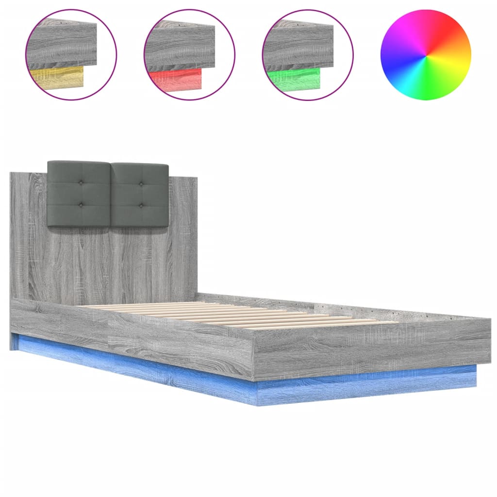 Cadre de lit avec LED sans matelas sonoma gris 90x200 cm - XIOS