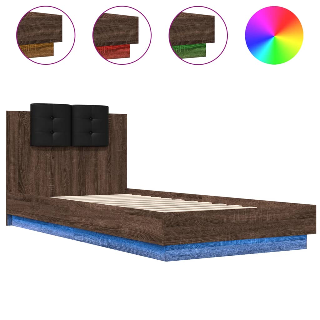 Cadre de lit avec LED sans matelas chêne marron 90x200 cm - XIOS