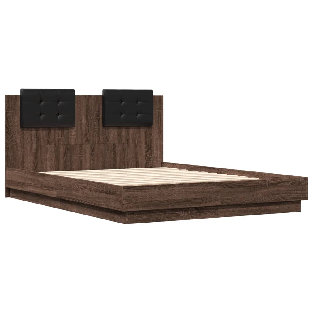Cadre de lit avec LED sans matelas chêne marron 135x190 cm - XIOS