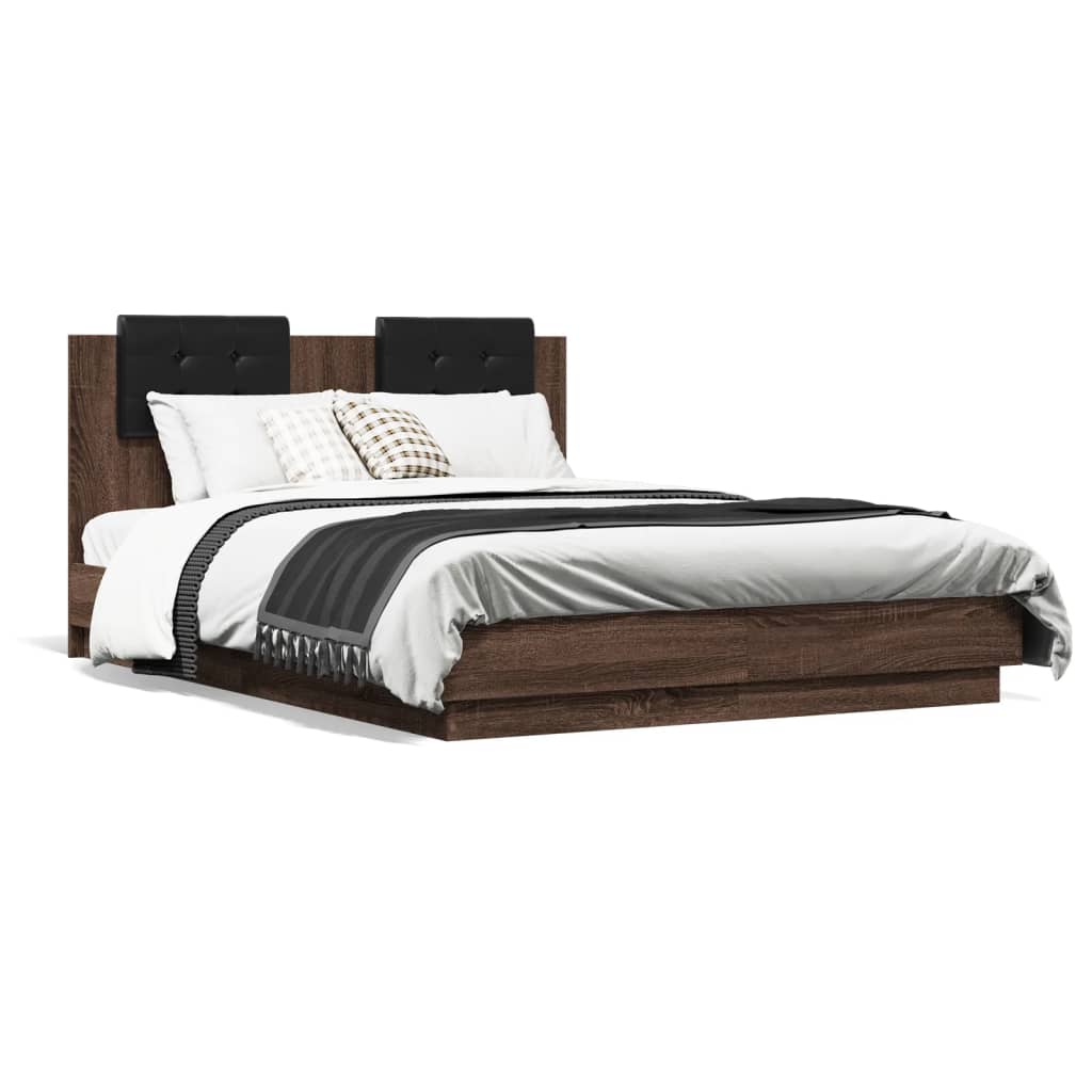 Cadre de lit avec LED sans matelas chêne marron 135x190 cm - XIOS