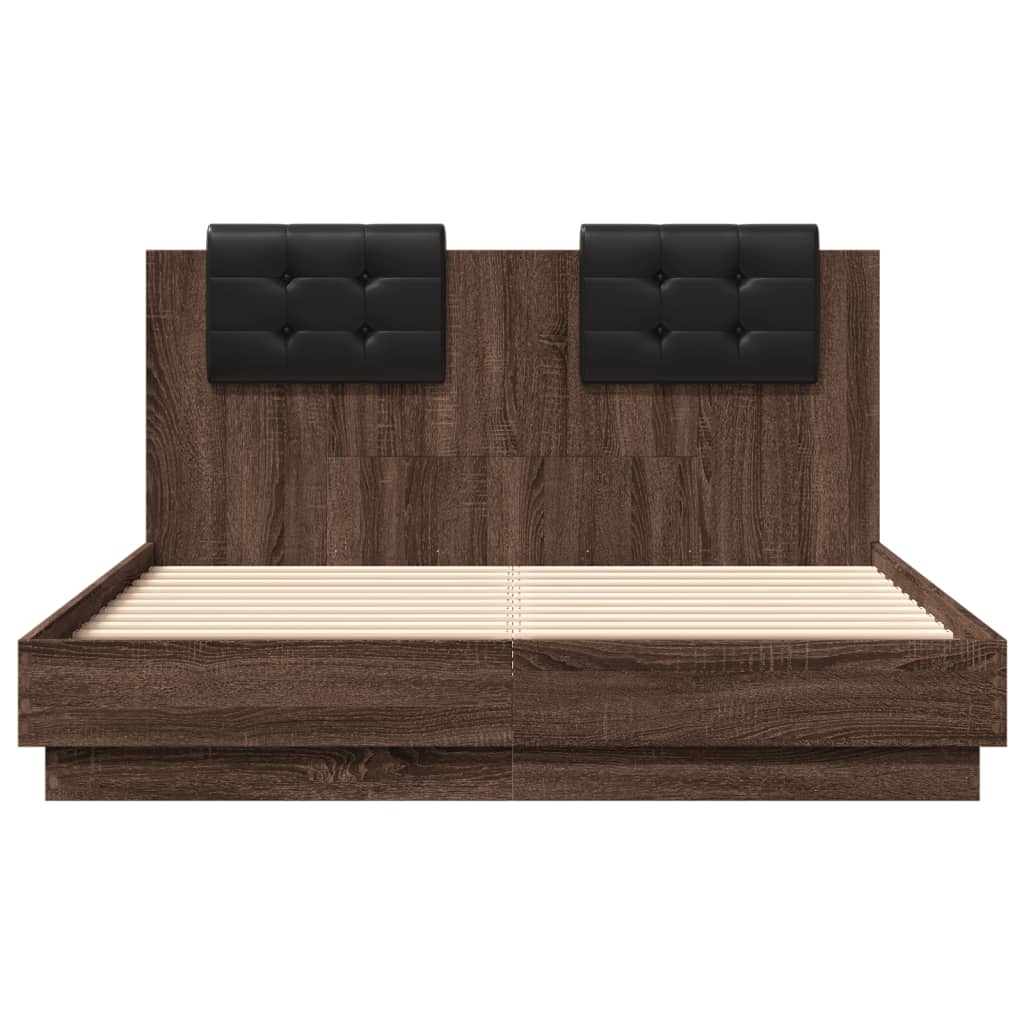 Cadre de lit avec LED sans matelas chêne marron 135x190 cm - XIOS