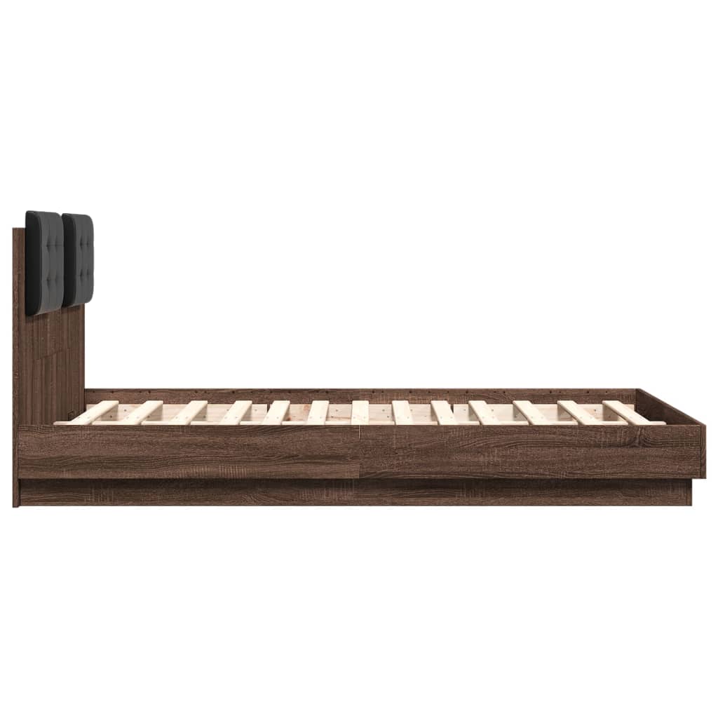 Cadre de lit avec LED sans matelas chêne marron 135x190 cm - XIOS