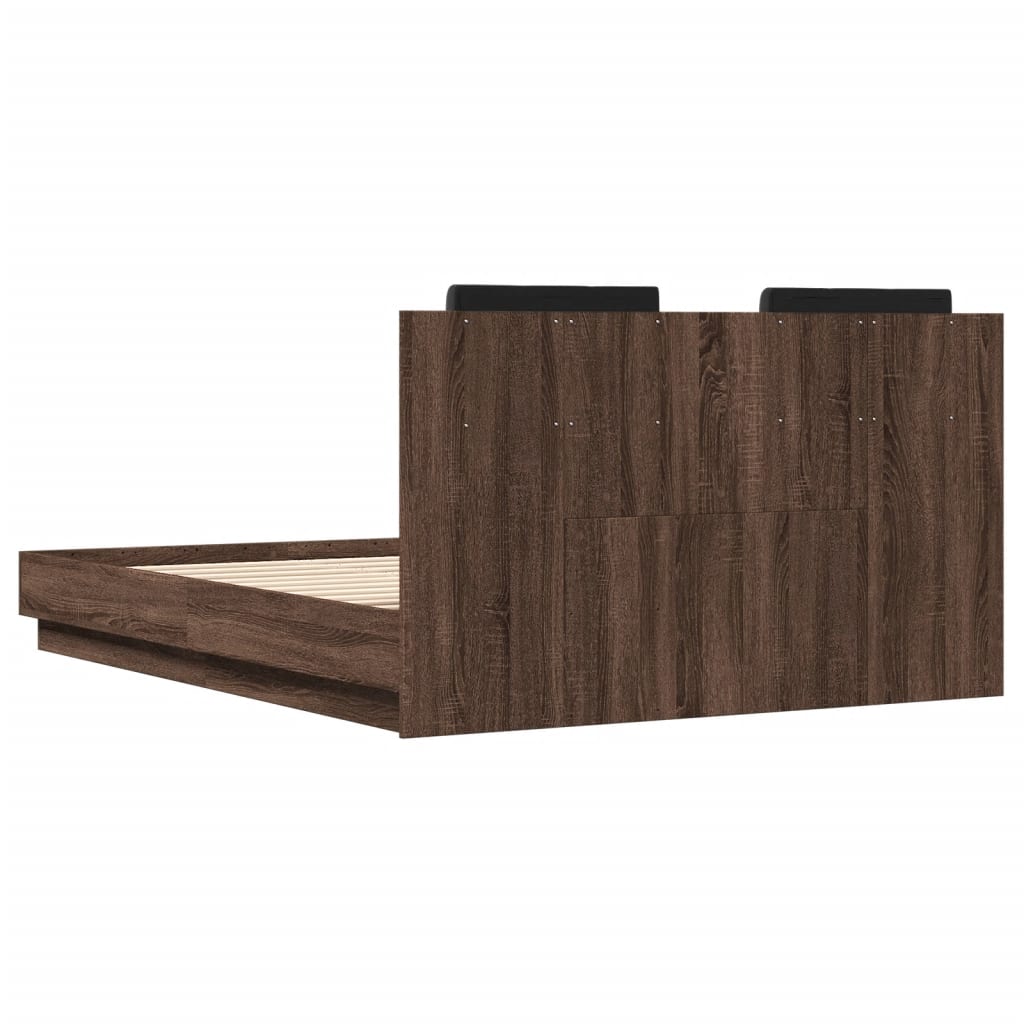 Cadre de lit avec LED sans matelas chêne marron 135x190 cm - XIOS