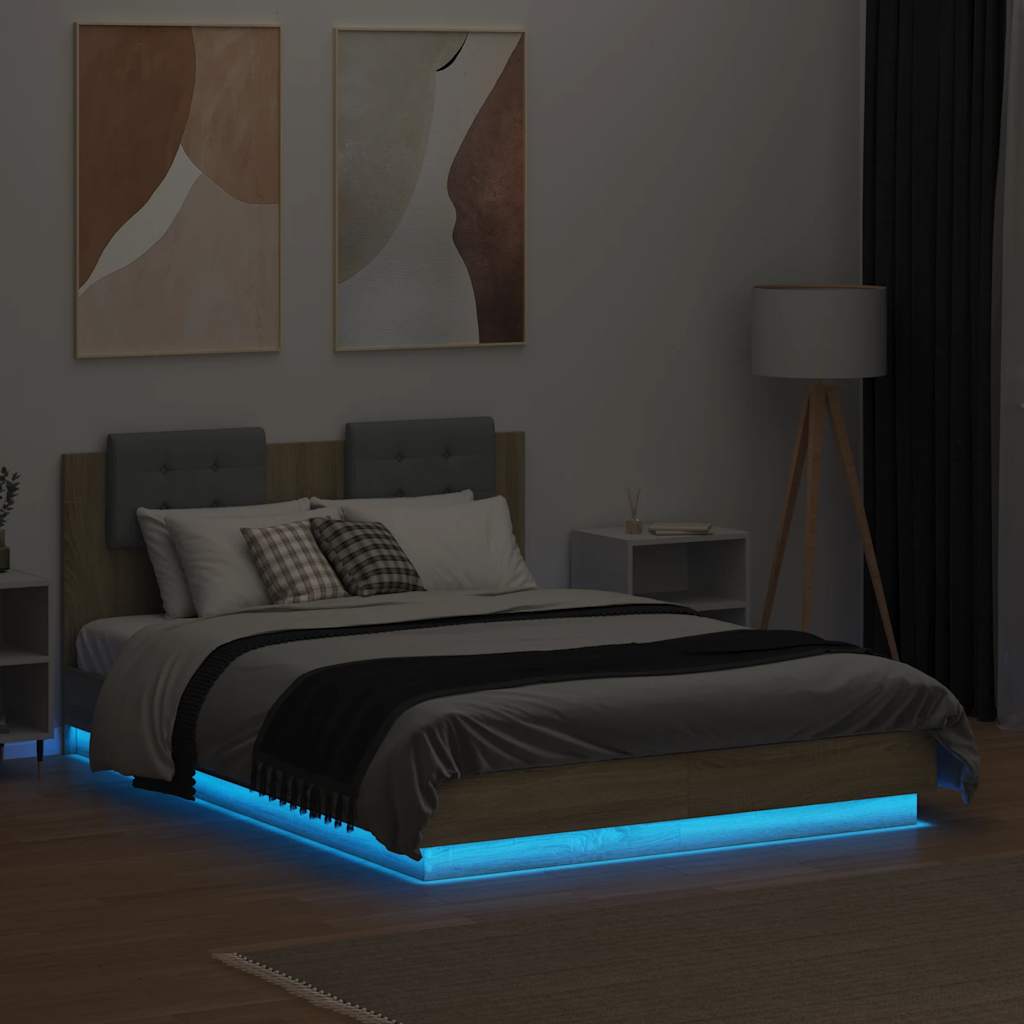 Cadre de lit avec LED sans matelas chêne sonoma 120x190 cm - XIOS