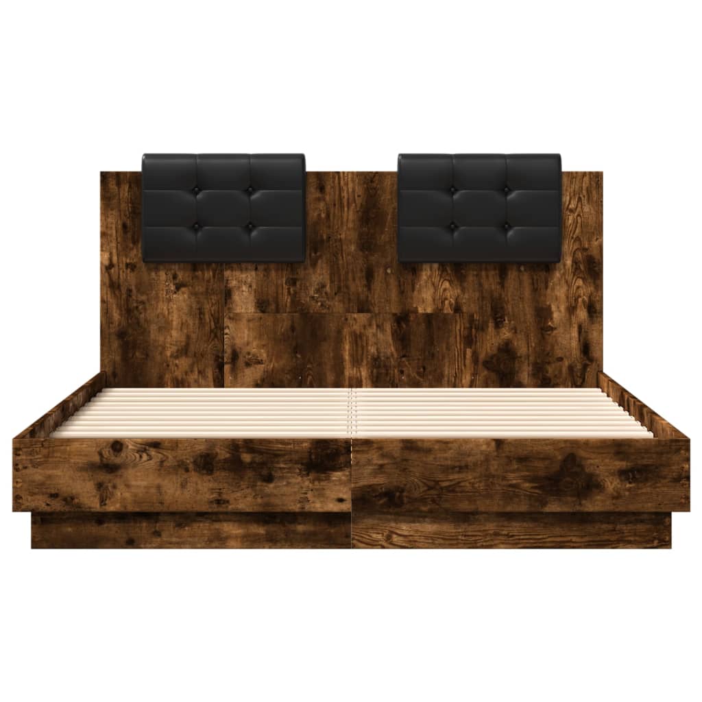 Cadre de lit avec LED sans matelas chêne fumé 120x190 cm - XIOS