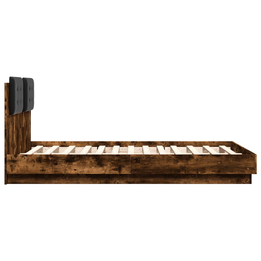 Cadre de lit avec LED sans matelas chêne fumé 120x190 cm - XIOS