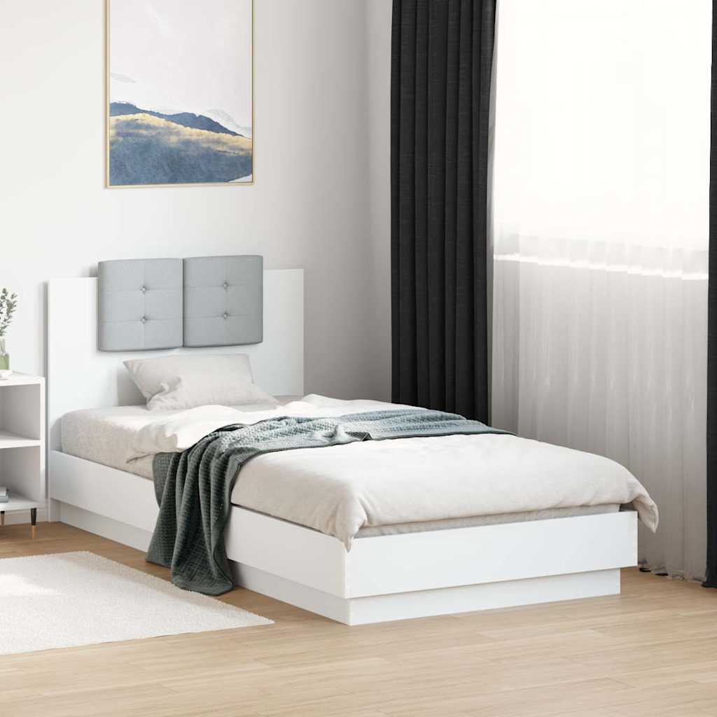 Cadre de lit avec LED sans matelas blanc 90x190 cm