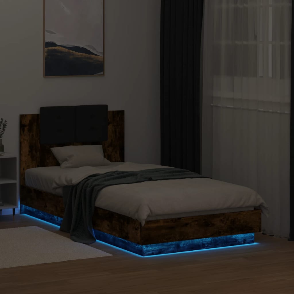 Cadre de lit avec LED sans matelas chêne fumé 90x190 cm - XIOS