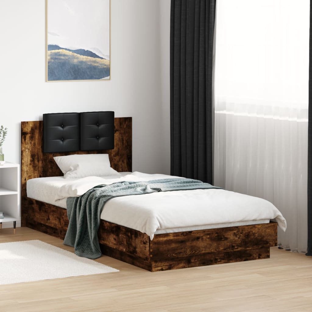 Cadre de lit avec LED sans matelas chêne fumé 90x190 cm - XIOS