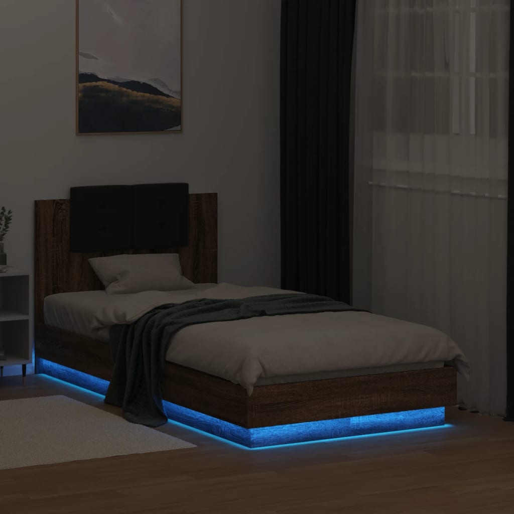 Cadre de lit avec LED sans matelas chêne marron 90x190 cm - XIOS