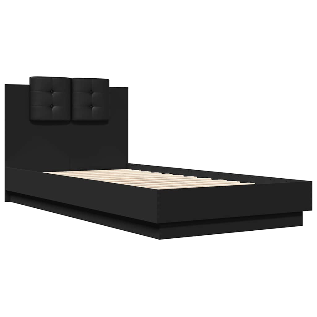 Cadre de lit avec LED sans matelas noir 75x190 cm - XIOS