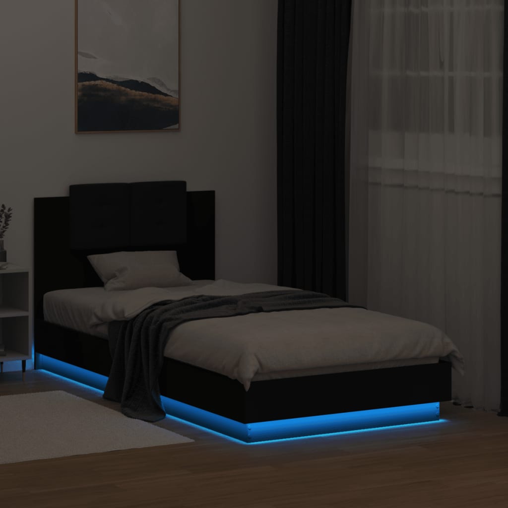 Cadre de lit avec LED sans matelas noir 75x190 cm - XIOS