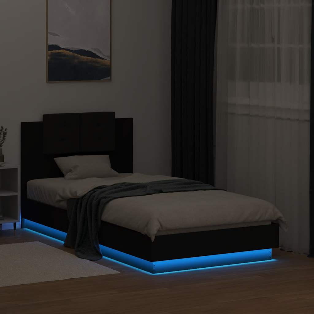 Cadre de lit avec LED sans matelas noir 75x190 cm - XIOS