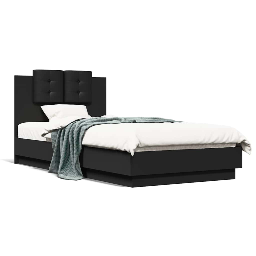 Cadre de lit avec LED sans matelas noir 75x190 cm - XIOS