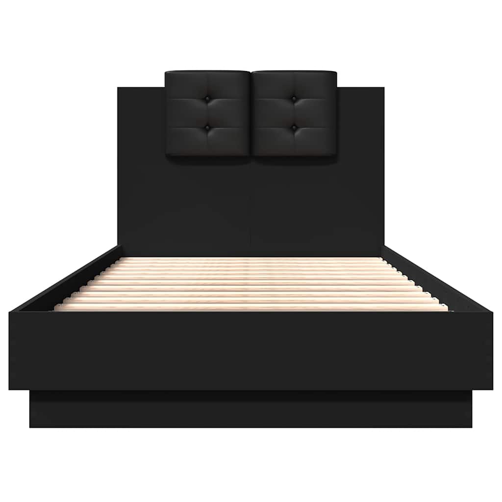 Cadre de lit avec LED sans matelas noir 75x190 cm - XIOS