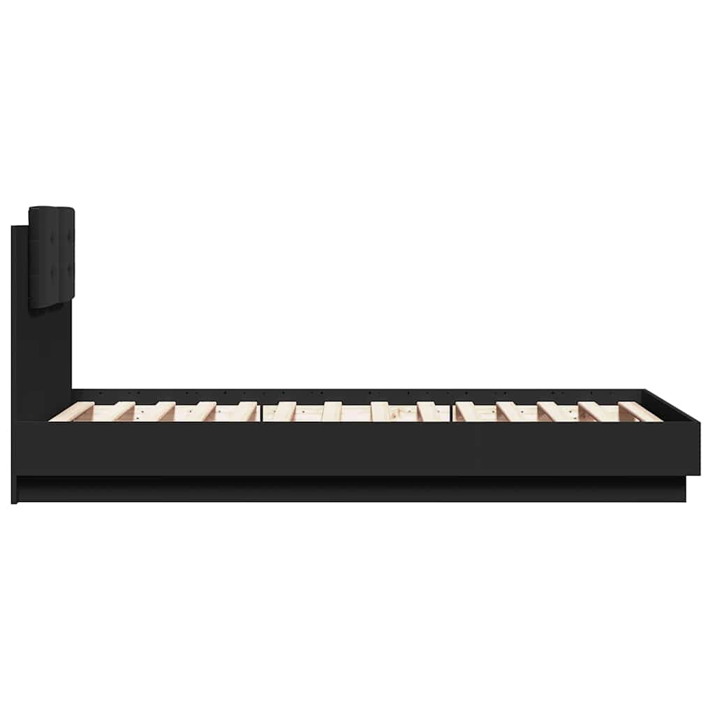 Cadre de lit avec LED sans matelas noir 75x190 cm - XIOS