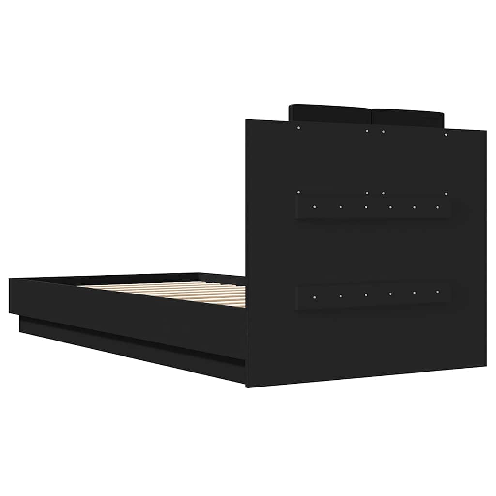 Cadre de lit avec LED sans matelas noir 75x190 cm - XIOS