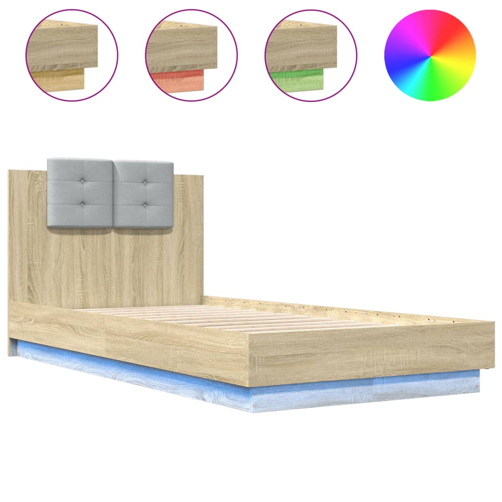 Cadre de lit avec LED sans matelas chêne sonoma 75x190 cm - XIOS