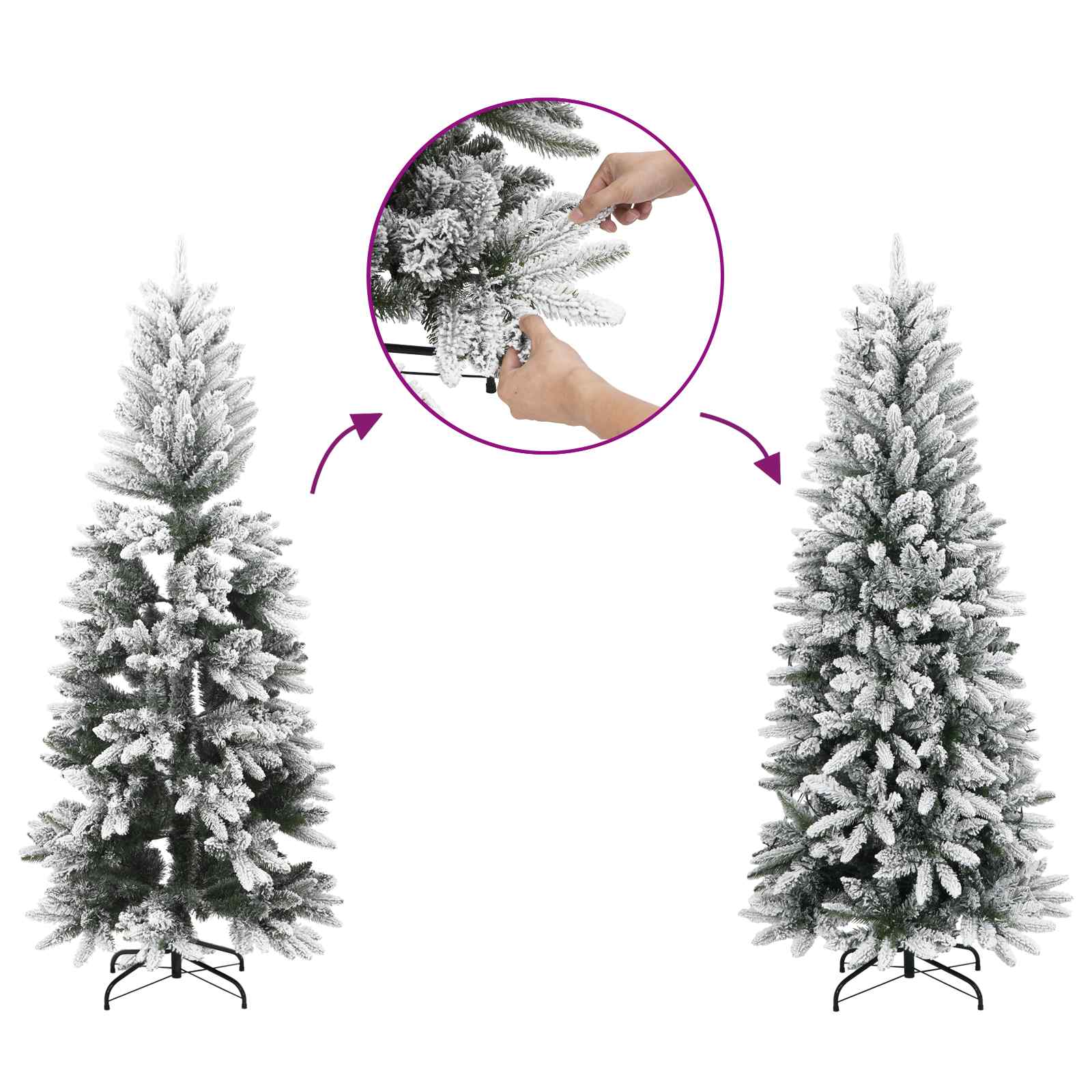 Sapin de Noël artificiel avec 150 LED Blanc 120 cm PVC et métal - XIOS
