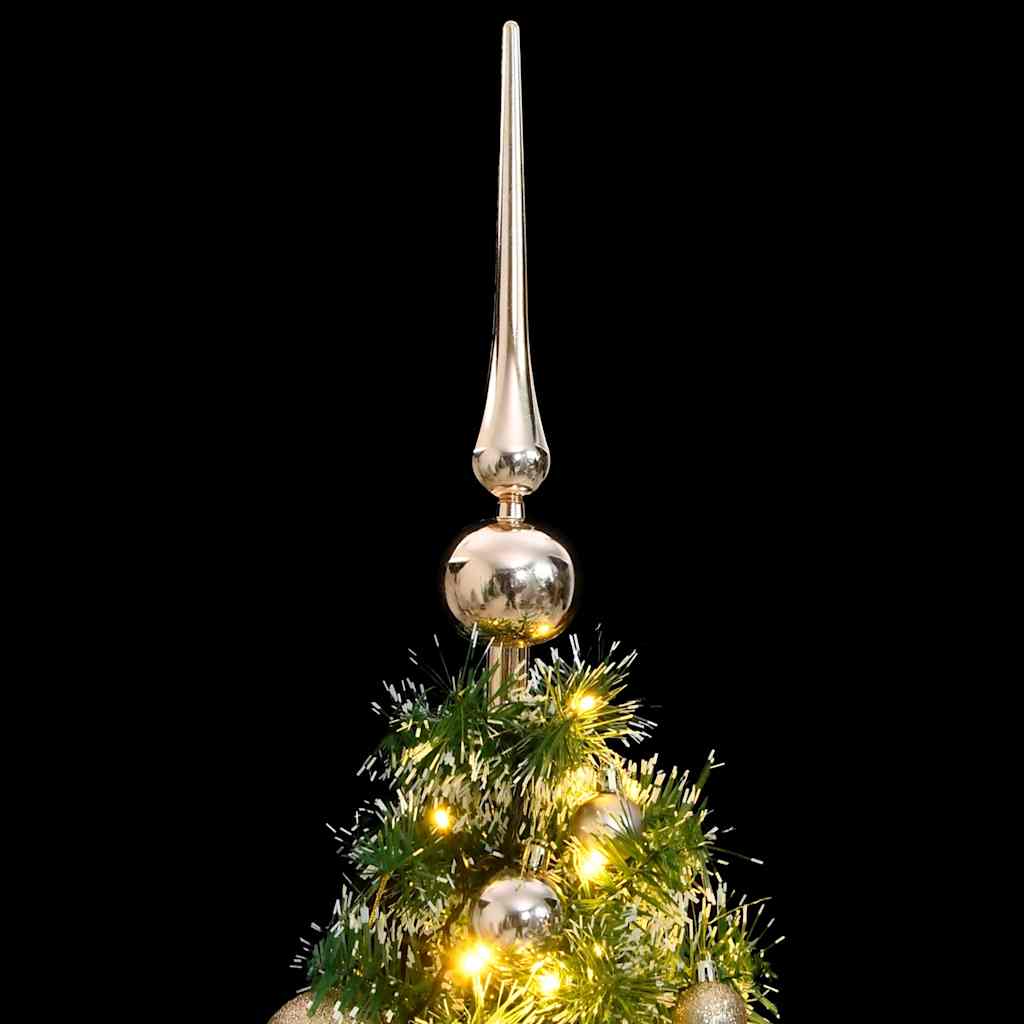 Sapin de Noël artificiel 150 LED&boules&neige floquée 120 cm